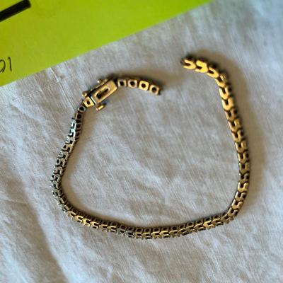 10K yellow gold Sapphire & Diamond Tennis Bracelet