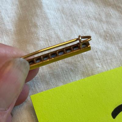 14K yellow gold bar pin Topaz