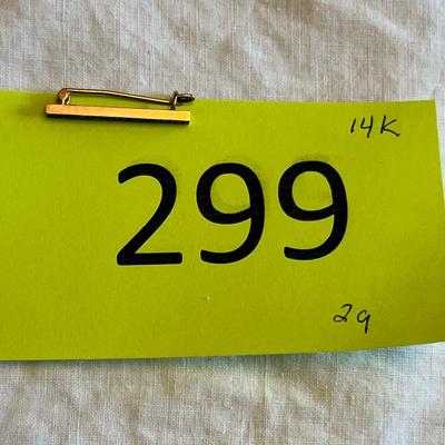 14K yellow gold bar pin Topaz