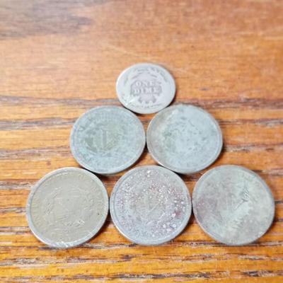LOT 8   LOT OF SIX OLD COINS