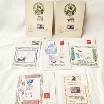 7 PC - FIRST DAY ISSUE STAMPS - 1948 & 1947 MIX