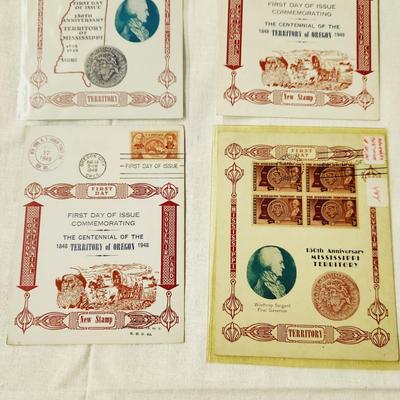 6 PC - FIRST DAY SOUVENIR CARD STAMPS - 1948 MIX