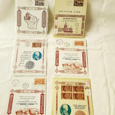 6 PC - FIRST DAY SOUVENIR CARD STAMPS - 1948 MIX