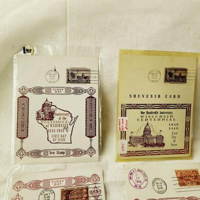 6 PC - FIRST DAY SOUVENIR CARD STAMPS - 1948 MIX