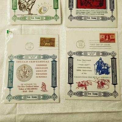 6 PC - FIRST DAY ISSUE SOUVENIR CARD STAMPS - 1948 MIX