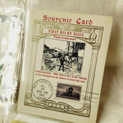 6 PC - FIRST DAY ISSUE SOUVENIR CARD STAMPS - 1947 MIX THEME