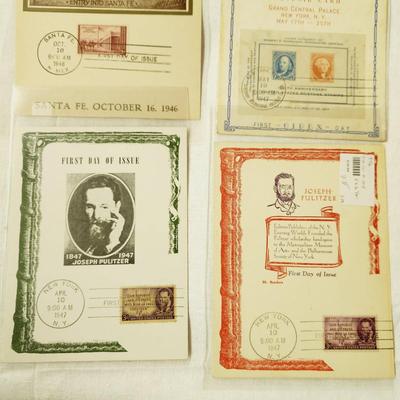 6 PC - FIRST DAY ISSUE SOUVENIR CARD STAMPS - 1946 & 1947 MIX THEME
