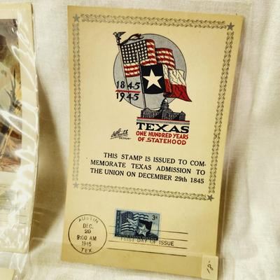 6 PC - FIRST DAY ISSUE SOUVENIR CARD STAMPS - 1943, 45 & 46 MIX THEME