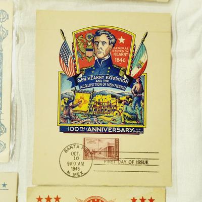 6 PC - FIRST DAY ISSUE SOUVENIR CARD STAMPS - 1943, 45 & 46 MIX THEME