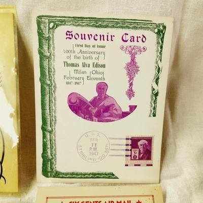 6 PC - FIRST DAY ISSUE SOUVENIR CARD STAMPS - 1940, 43, 46, 47 MIX THEME
