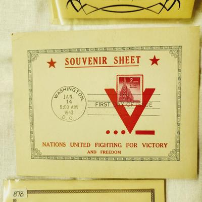 6 PC - FIRST DAY ISSUE SOUVENIR CARD STAMPS - 1940, 43, 46, 47 MIX THEME