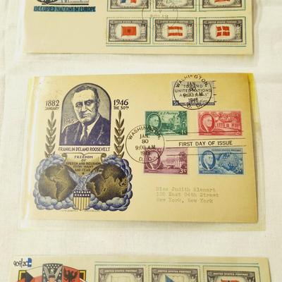 3 PC - FIRST DAY ISSUE STAMPS - 1940S BEAUTIFUL ART /COLORS