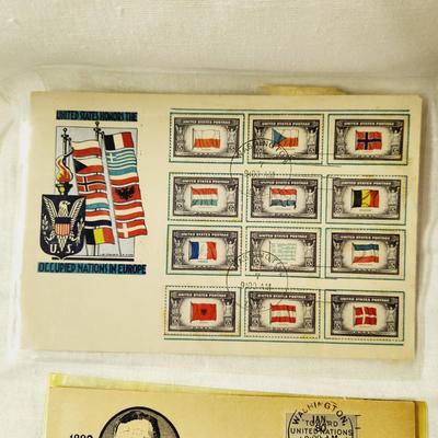 3 PC - FIRST DAY ISSUE STAMPS - 1940S BEAUTIFUL ART /COLORS