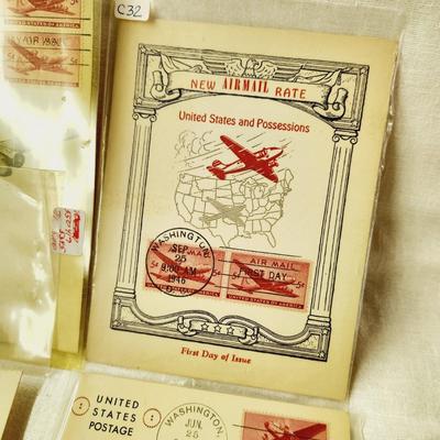 9 PC - FIRST DAY ISSUE MIXED STYLE STAMPS - 1940S MIX THEME