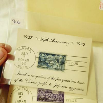 9 PC - FIRST DAY ISSUE MIXED STYLE STAMPS - 1940S MIX THEME