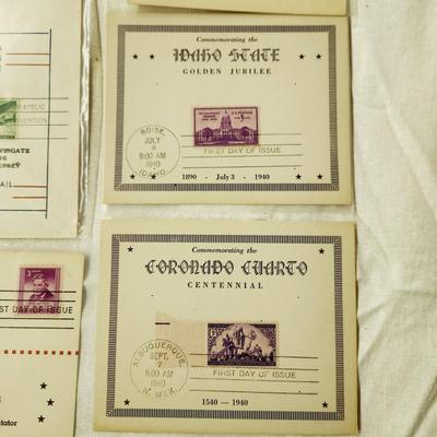 9 PC - FIRST DAY ISSUE MIXED STYLE STAMPS - 1940S MIX THEME