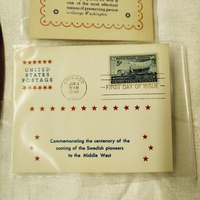 9 PC - FIRST DAY ISSUE MIXED STYLE STAMPS - 1940s MIX THEME