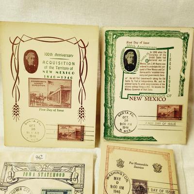 7 PC - FIRST DAY ISSUE MIX STYLE STAMPS - 1940S MIX THEME