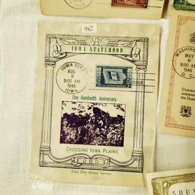 7 PC - FIRST DAY ISSUE MIX STYLE STAMPS - 1940S MIX THEME