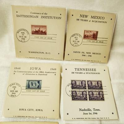 8 PC - FIRST DAY ISSUE STAMPS - 1940s MIX THEME CARDS