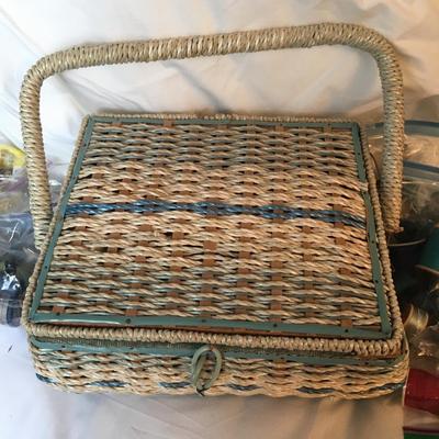 VIntage sewing basket with thread