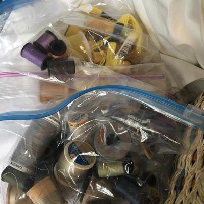 VIntage sewing basket with thread