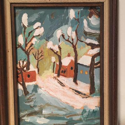 VIntage oil paintings Naive primitive outsider art small