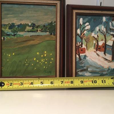 VIntage oil paintings Naive primitive outsider art small