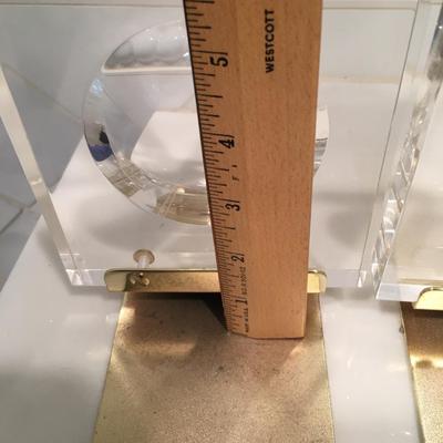 Vintage lucite and brass bookends