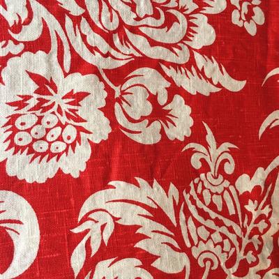 12 linen sqaure napkins red floral design