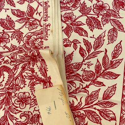 Waverly Fabrics Piranesi Pattern 1.5 yards Red & White Floral Vine Flowers & Leaves