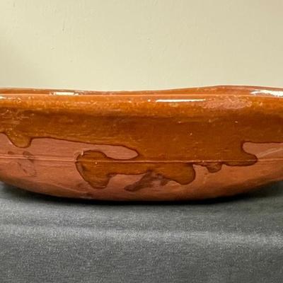 Glazed Terracotta Pottery Handmade Shallow Flat Bowl Dish