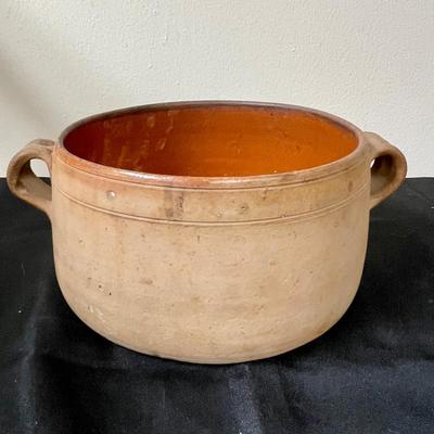 Vintage Rustic Terra Cotta Clay Pot Vessel Casserole Dish with Handles No Lid