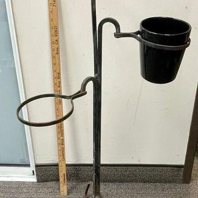 Vintage Black Cast Iron Plant Stand Triple Planter Pot Holder Garden Patio Decor