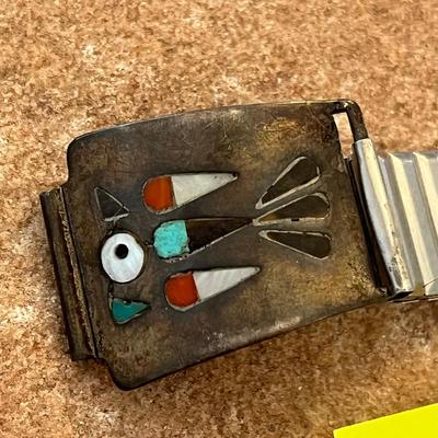 Sterling Silver Zuni Inlay Watch Tabs