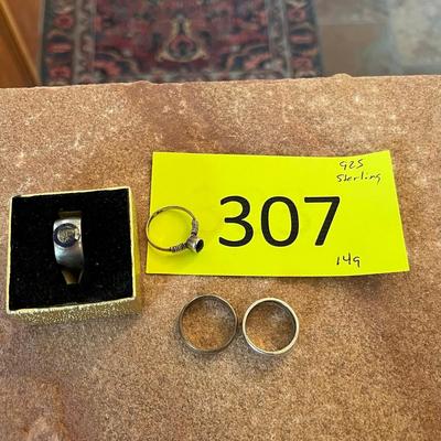 Lot of 4 Sterling Rings, some with stones.