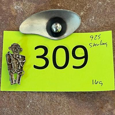 Two Sterling Silver Pins/ Brooches