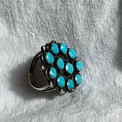 Old Pawn Cluster Turquoise Ring