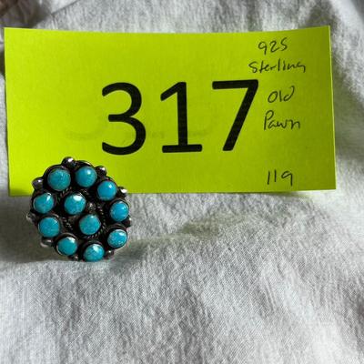 Old Pawn Cluster Turquoise Ring