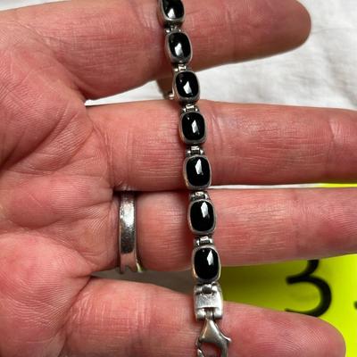Onyx & Sterling Taxco Bracelet