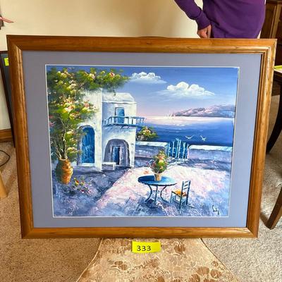 Large Sea Side Oil Painting, signed