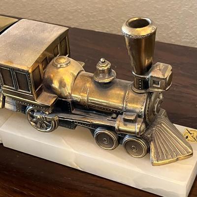 Rail Road Engines Book Ends on marble bases