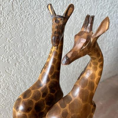 Pair of wood carved Giraffes