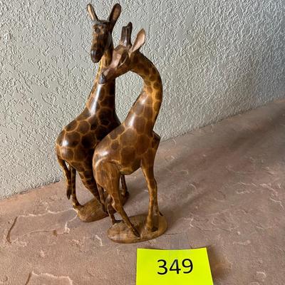 Pair of wood carved Giraffes