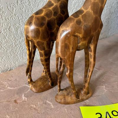 Pair of wood carved Giraffes