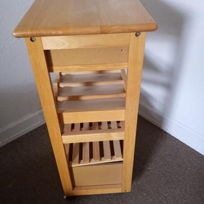 WOODEN WINE RACK ROLLING STAND WITH DRAWER