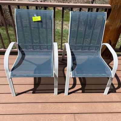 Pair of Blue & Gray Patio Chairs