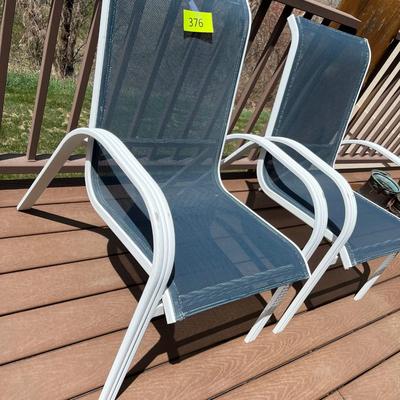 Pair of Blue & Gray Patio Chairs