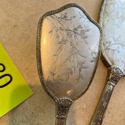 Antique Silver Plated Brush & Mirror + other