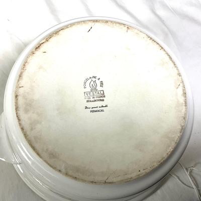 1479 Lot of French Faience Plate with Strasbourg Covered Bowl , Reticulated Pedestal Bowl